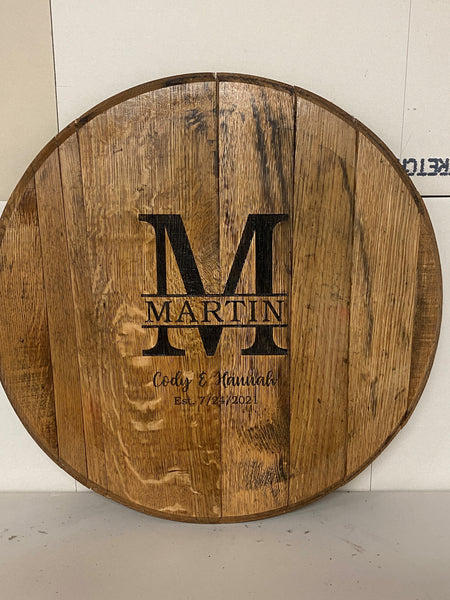 Repurposed Authentic Bourbon Barrel Lid Sign