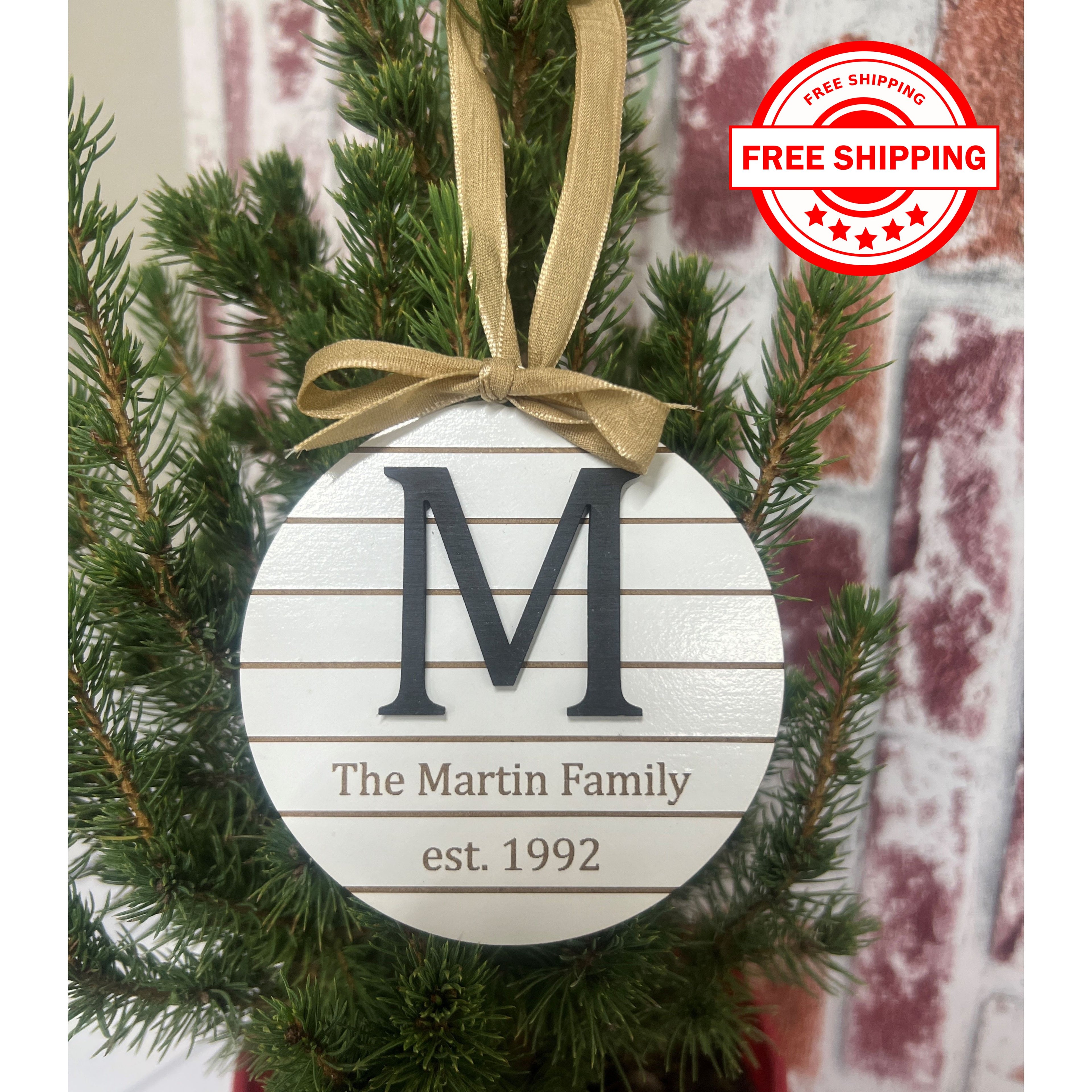 Family Monogram Shiplap Ornament