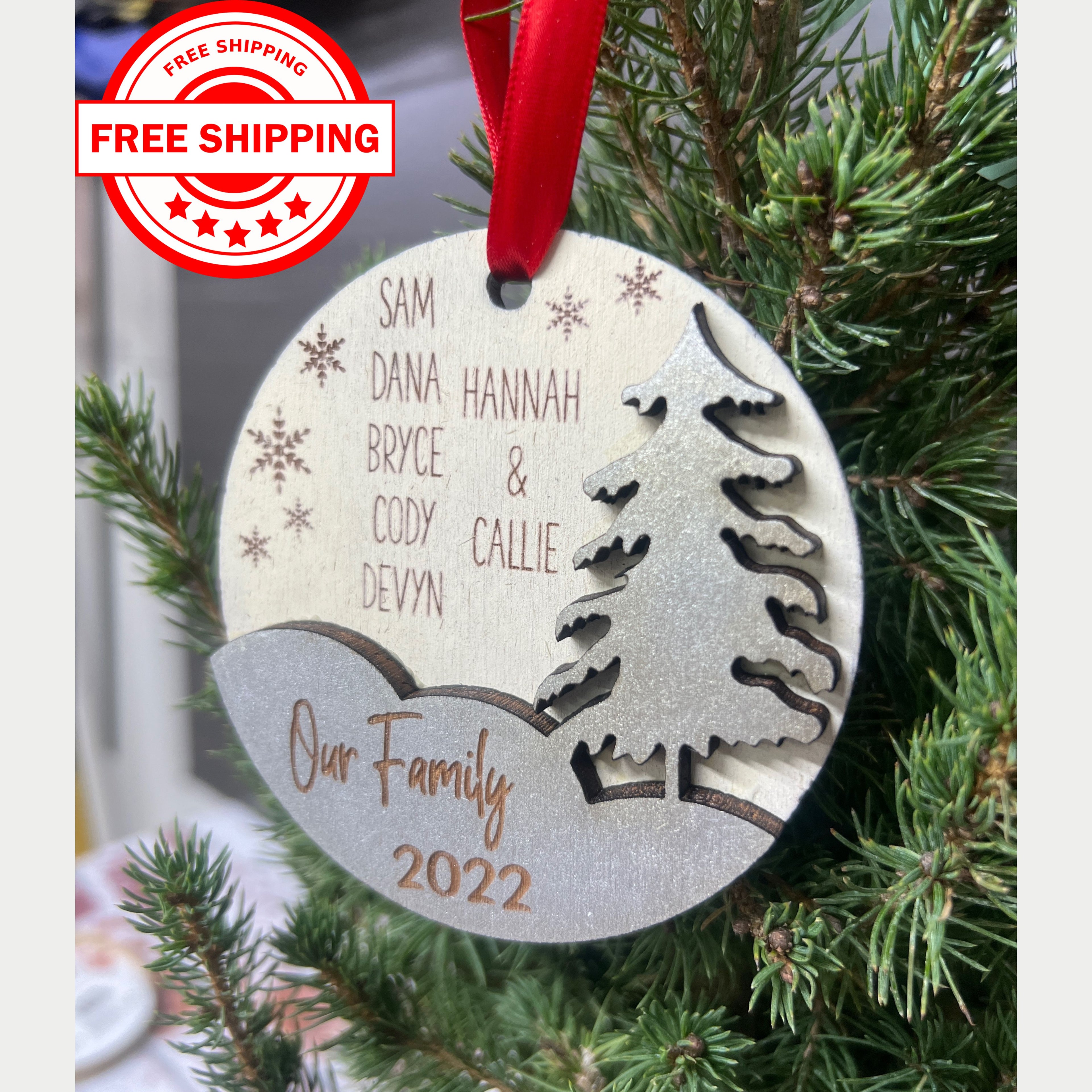 Family Snow Scene Ornament